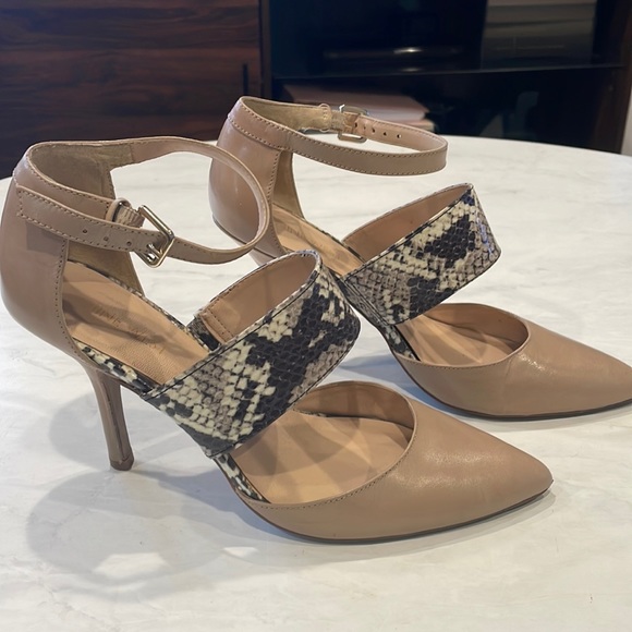 Nine West Shoes - NINE WEST snake & tan heels with ankle strap